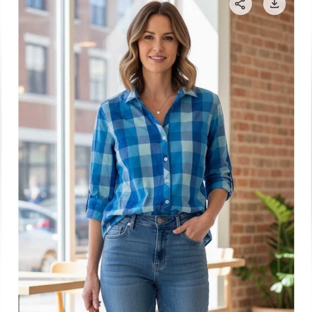 Foxcroft Blue Plaid Women’s Shirt